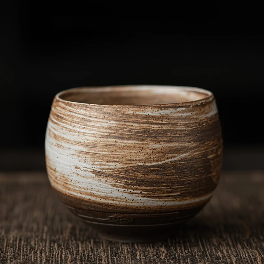 

Household Japanese Stoneware Tea Cup 80ml Retro Master Cup Ancient Style Handmade Coffee Mug Living Room