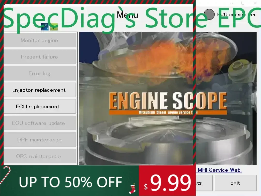 

SpecDiag для дизельного двигателя Mitsubishi EngineScope V12.4.2, сервисный инструмент + ключ