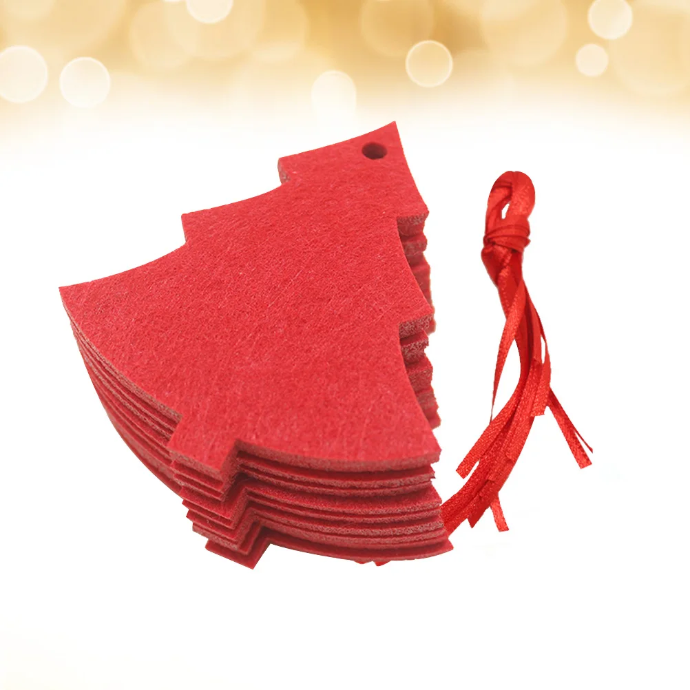

10 Pcs Christmas Tree Pendant Xmas Hanging DIY Decor Red Felt Slices Decoration