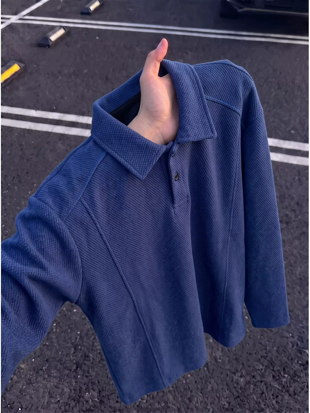 Dragon Scale Pattern Long Sleeve  Shirt Men's Style Heavyweight Collar Loose Casual Top American Simple Clean Fit