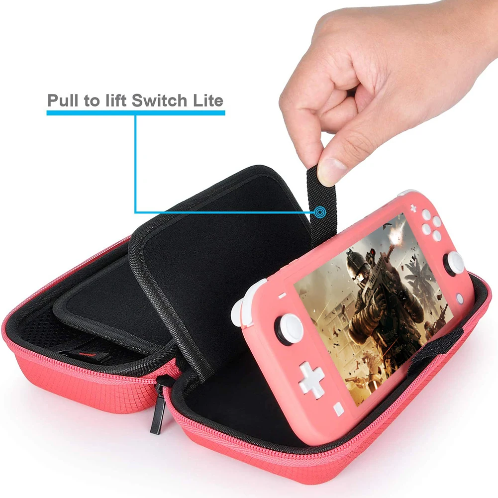 Storage Bag Nylon EVA Hard Game Console Protection Bag Thickened Scratch-resistant Double Compartment Dustproof for Switch Lite