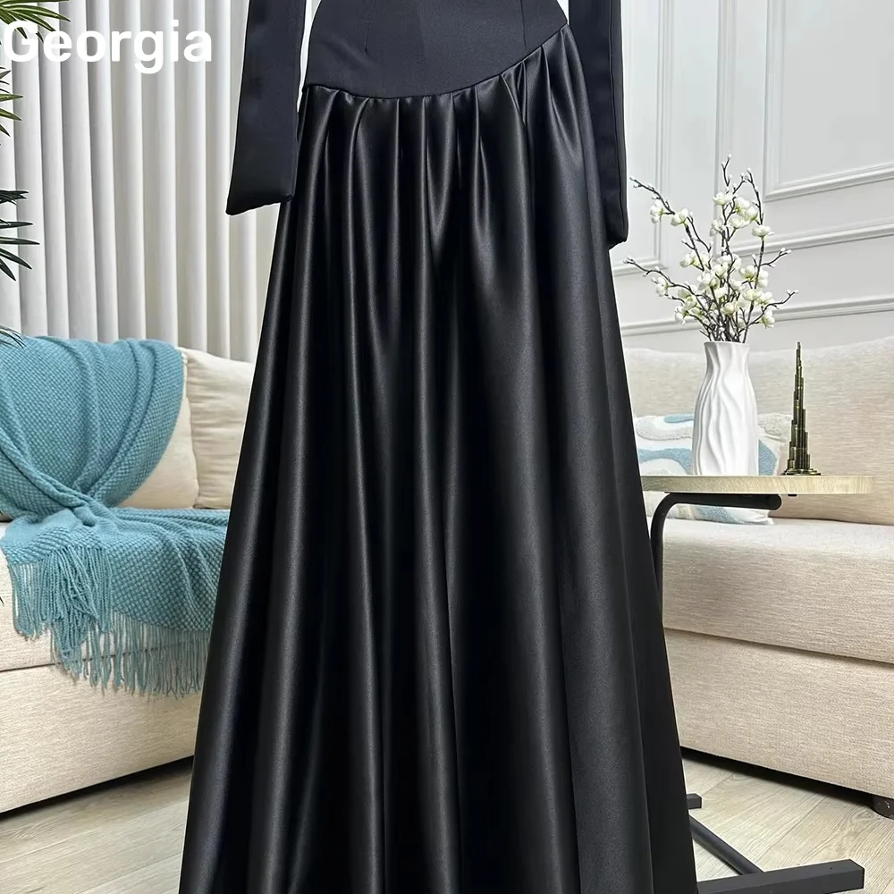 فساتين سهرة نسائية مخصصة على شكل حرف a بدون حمالات فساتين مناسبة رسمية بطول الأرض وسحاب حتى كشكش وأكمام طويلة