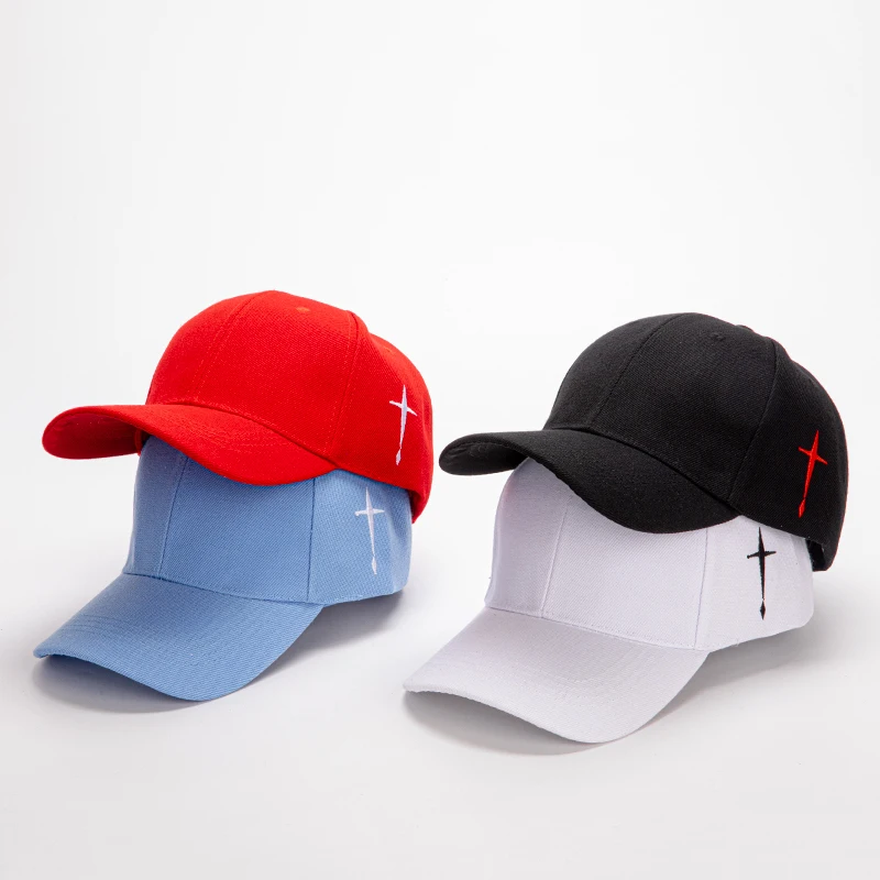 1Pc Korean solid color cross embroidered fashionable men's and women's baseball cap