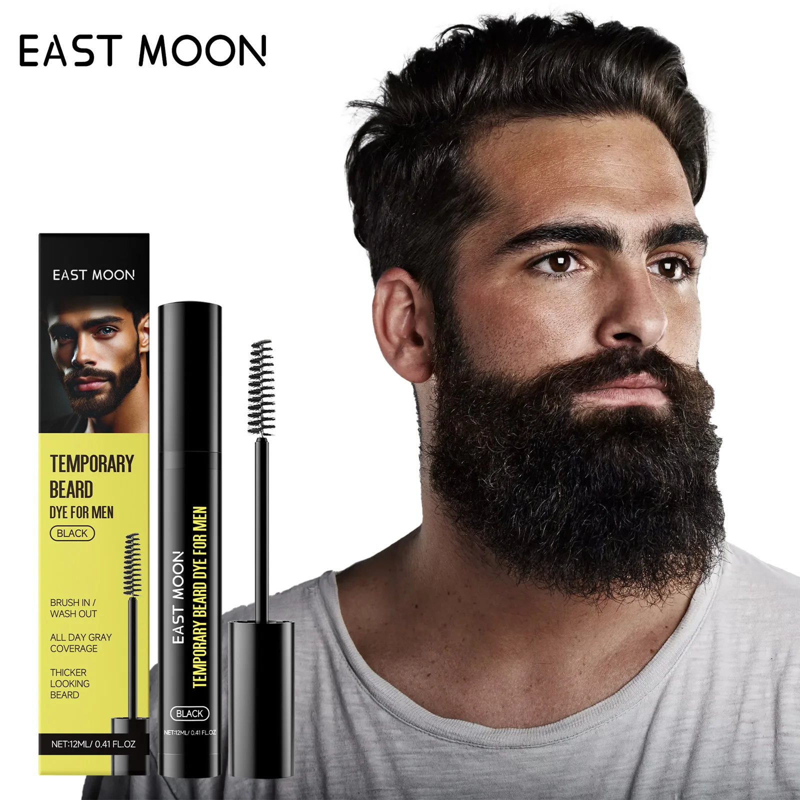 

East Moon, новая мужская краска для бороды, длительный цветной замок, уход за волосами, простой портативный, водостойкий, нежный, не раздражающий
