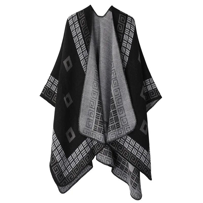 Autumn Winter Women's Imitation Cashmere Warm Air Conditioning Shawl Sunscreen Cloak Tourism Cloak Ponchos Capes