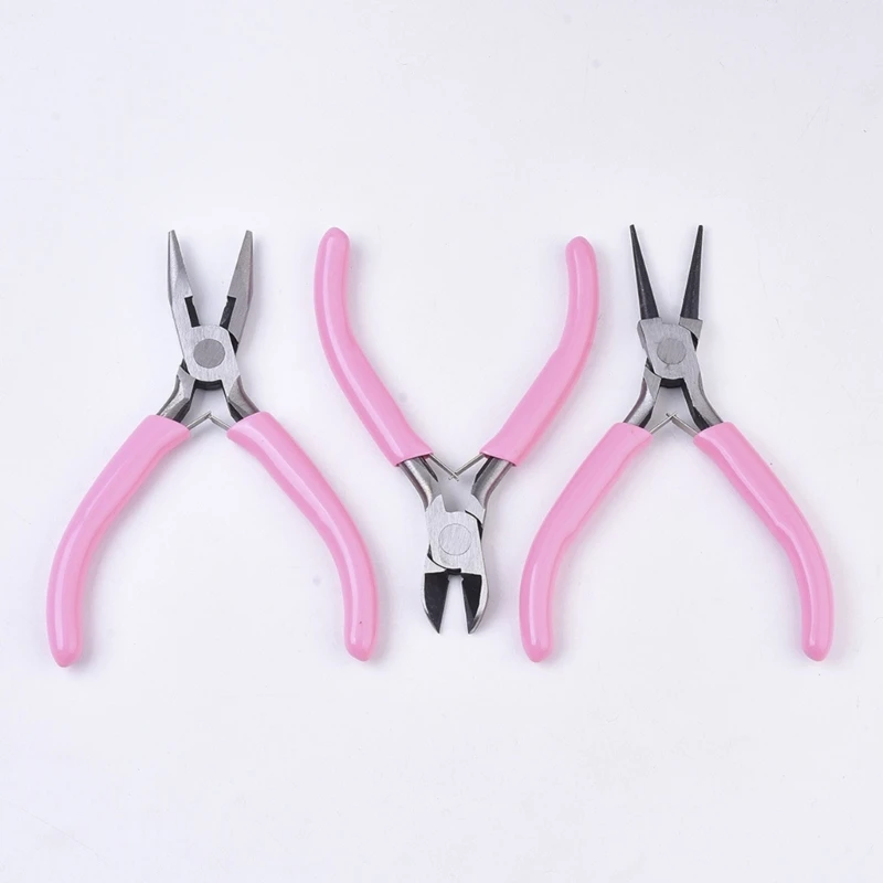 3 in 1 Jewelry Pliers Set Includes Diagonal/Round Nose Pliers/Needle-nose Pliers Mini Jewellery Tool for Jewelry Beading