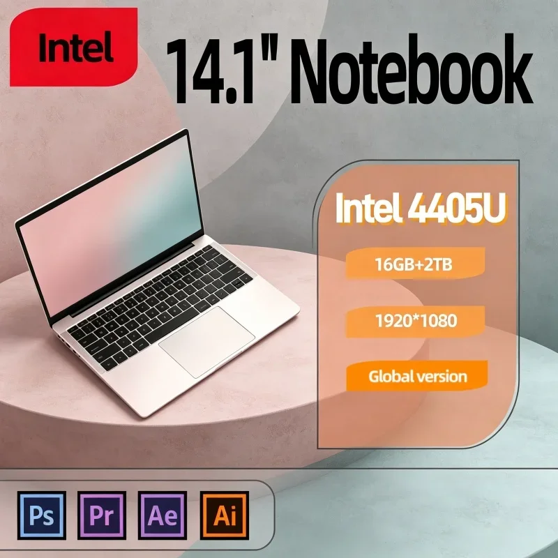 Light Slim 14.1 Inch Notebook Fast Boot Intel 4405U Laptop 120Hz IPS 32GB RAM 2TB High Speed SSD Daily Office Computer