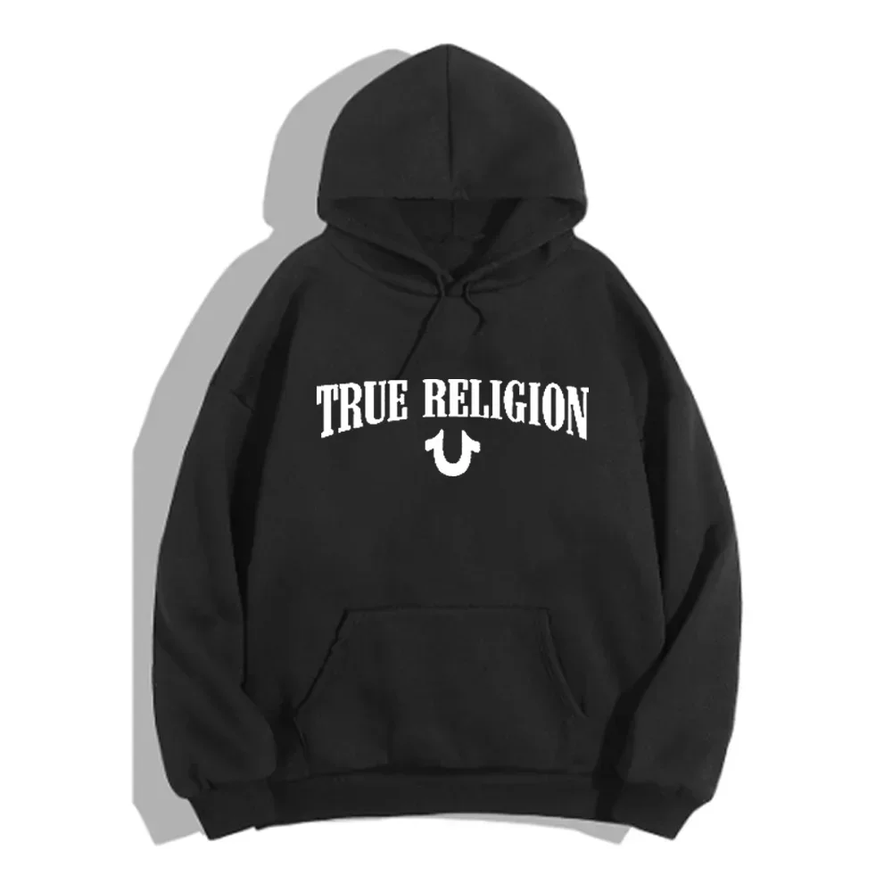 True Religion Design Hoodie Men\'s Autumn Winter Pure Cotton Oversized Hoodie Women Fashipn Casual Style Long Sleeve Hooded Tops