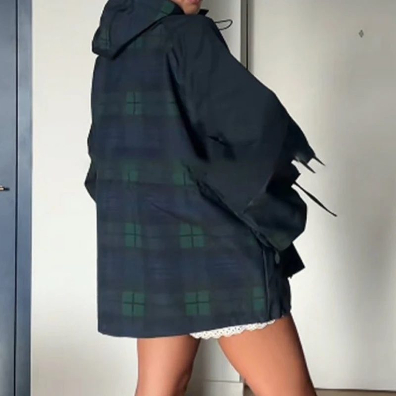 2025 Autumn New Personalized Versatile Hooded Drawstring Waist Jacket Outerwear Trendy Top