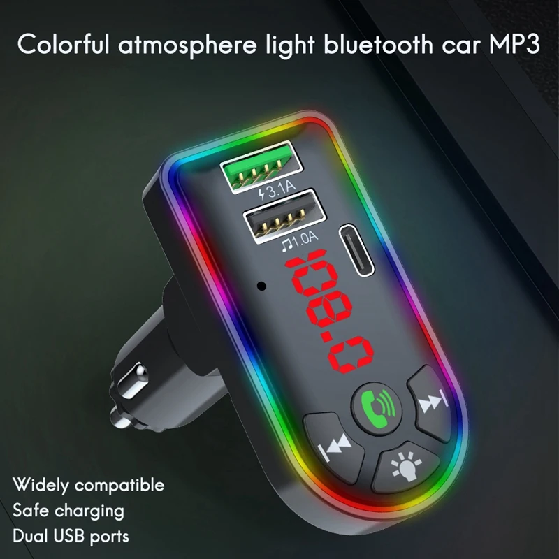 DC5V 3.1A FM Transmitter Bluetooth 5.0 Car MP3 Player Wireless Handsfree For U Disk/TF Music Player With PD Charger