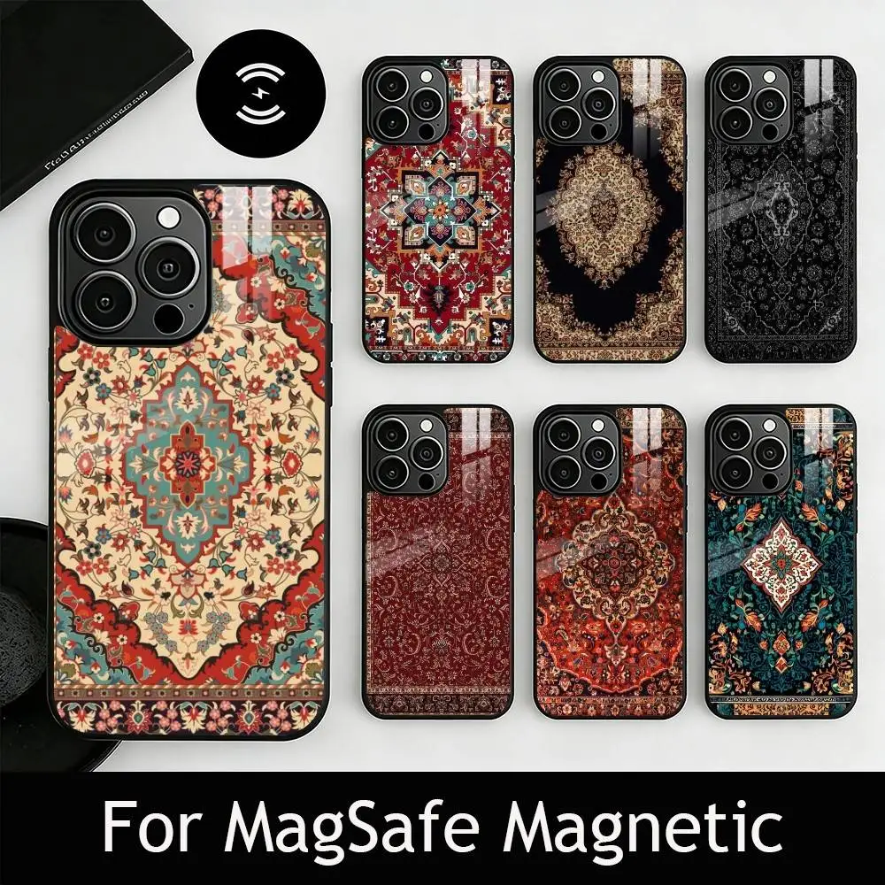 

Vintage Persian Carpet Art Phone Case For iPhone17,16,15,14,13,12,11 Plus,Pro Magnetic with Magsafe Wireless Charging
