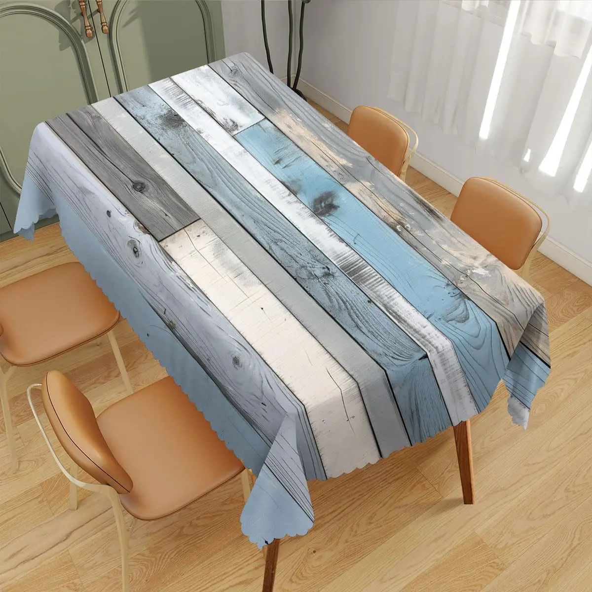 

Синяя деревянная прямоугольная скатерть, декор для свадебной вечеринки, моющаяся летняя прибрежная кухонная скатерть для обеденного стола, украшения для дома