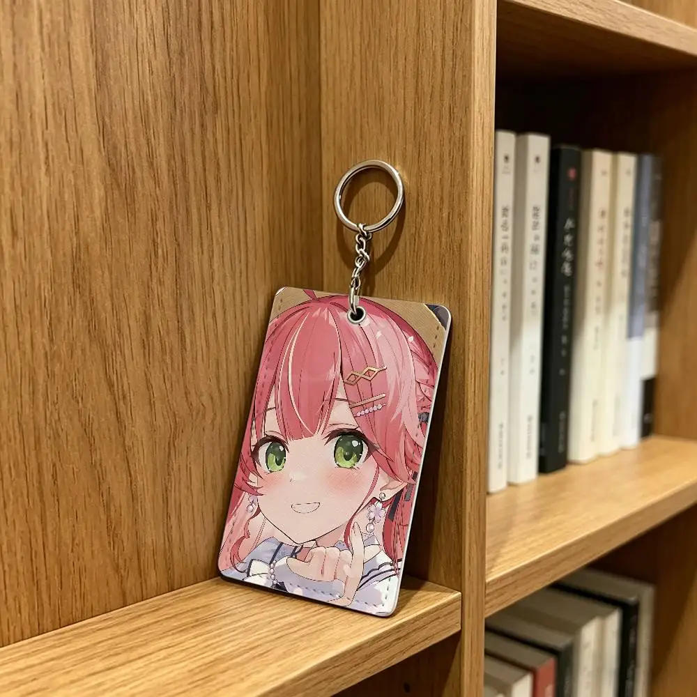 Pink S-Sakura M-Mikos Card Holder Men And Womenn Universal Antirust Keychain Learther Access Drop Key Tag Ring