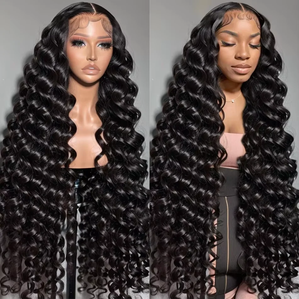 30 40 Inches Loose Wave 13x6 Lace Front Human Hair Wig Brazilian Water Deep Wave Wigs For Women Curly 13x4 HD Lace Frontal Wig