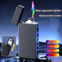 2024 Innovative Replaceable Battery Type-c Fast Charging Dual Arc Lighter Windproof USB Intelligent Igniter Touch Sensor Lighter