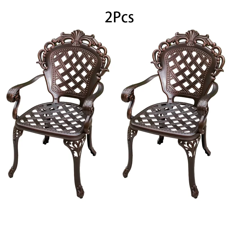 

2 Piece Outdoor Garden Chair Waterproof and Rust-proof Cast Aluminum Chair All-Weather Patio Dining Chair for Balcony Backyard