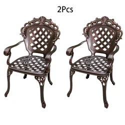 2 Piece Outdoor Garden Chair Waterproof and Rust-proof Cast Aluminum Chair All-Weather Patio Dining Chair for Balcony Backyard