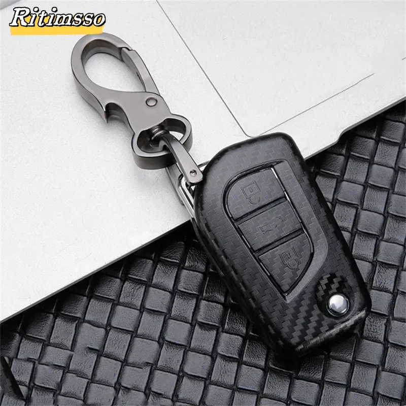 2/3Buttons Filp Carbon ABS Car Key Case Fob For Toyota Auris Corolla Avensis Verso Yaris Aygo Scion TC IM Camry RAV4 Forturner