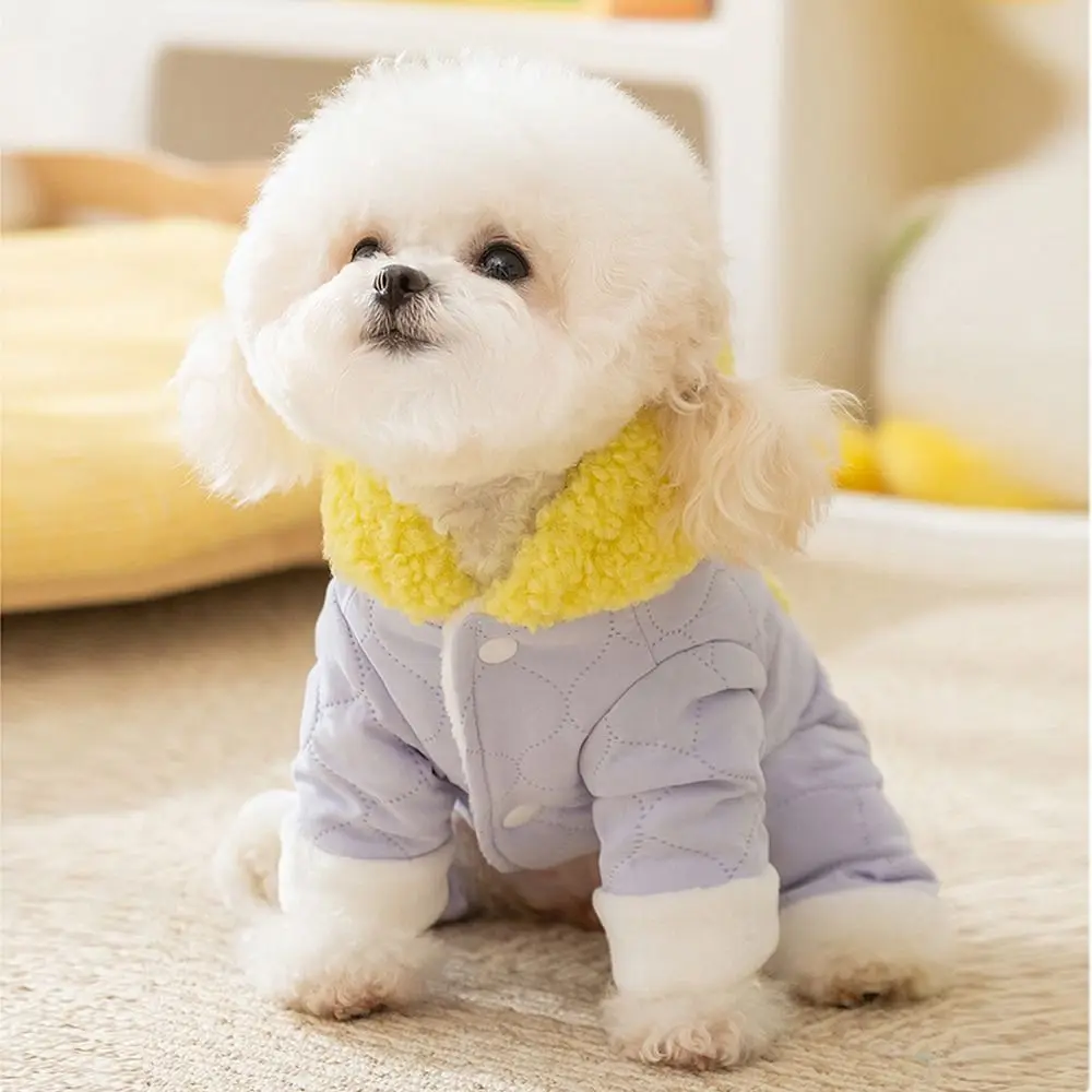 À prova de vento dos desenhos animados inverno filhote de cachorro roupas acolchoadas algodão elegante macacões para animais de estimação pelúcia quente engrossado traje do cão para cães/gatos