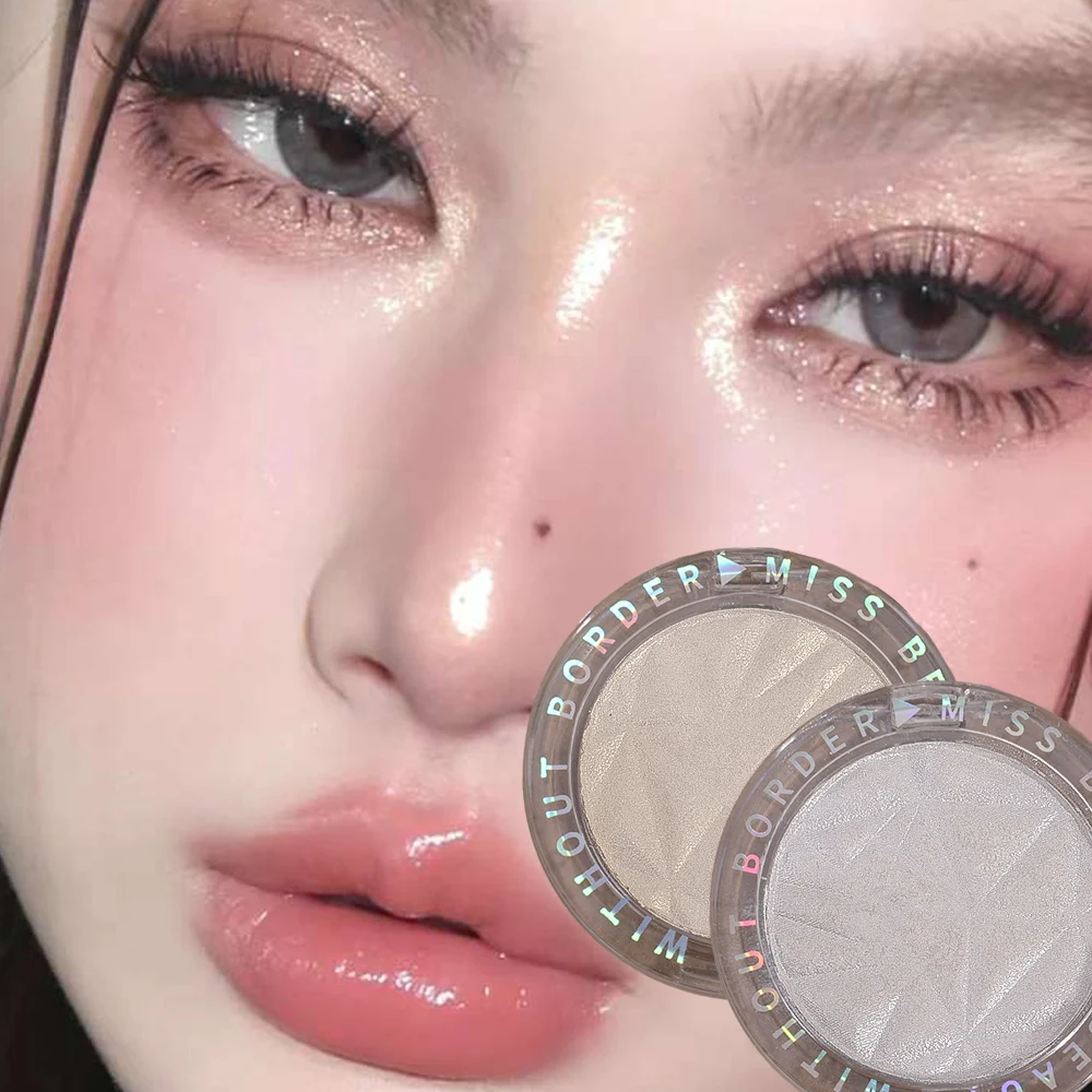 Monochrome Face Highlighter Palette Makeup Waterproof Pearlescent White Pink Silver Brightening High Gloss Facial Illuminator