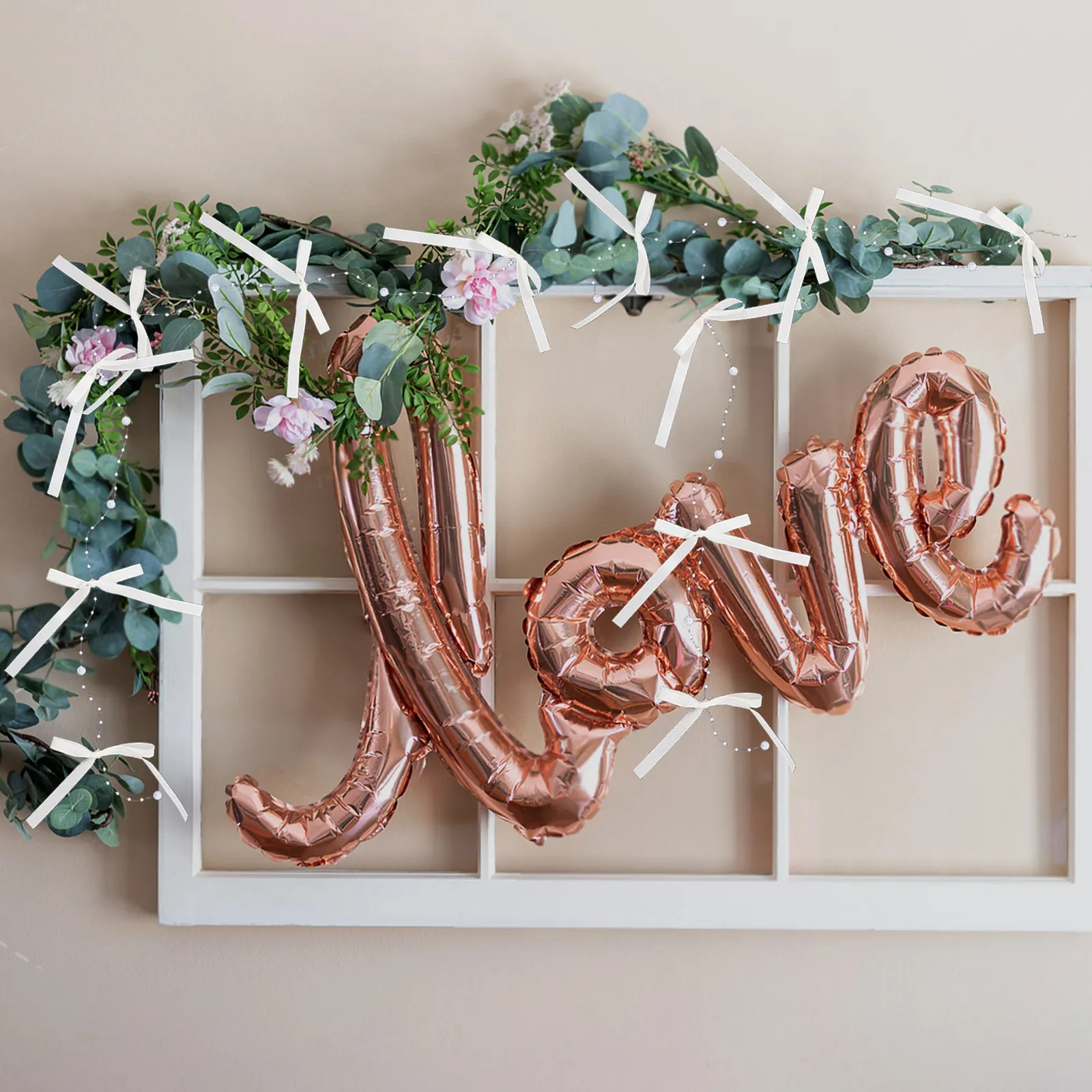 Charming Beaded Curtain Butterfly Knots for Window Doorway Living Room Wedding Party Materials Easy Setup Beige