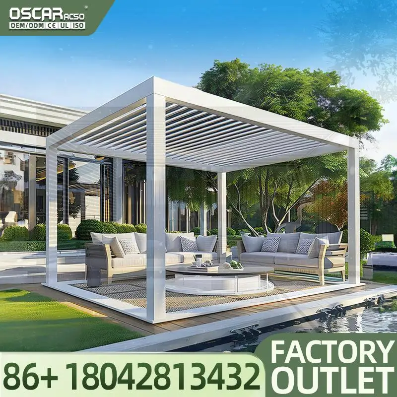 10x10 10x12 10x13 13x19 13x20 ft Outdoor Patio Free Standing Electric Awning Shelter for Garden Backyard Poolside Pergola