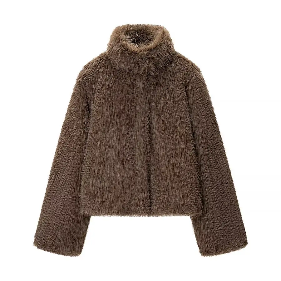 

2025 new winter women's clothing European and American style fashion personality elegant and versatile furry long-sleeved coat