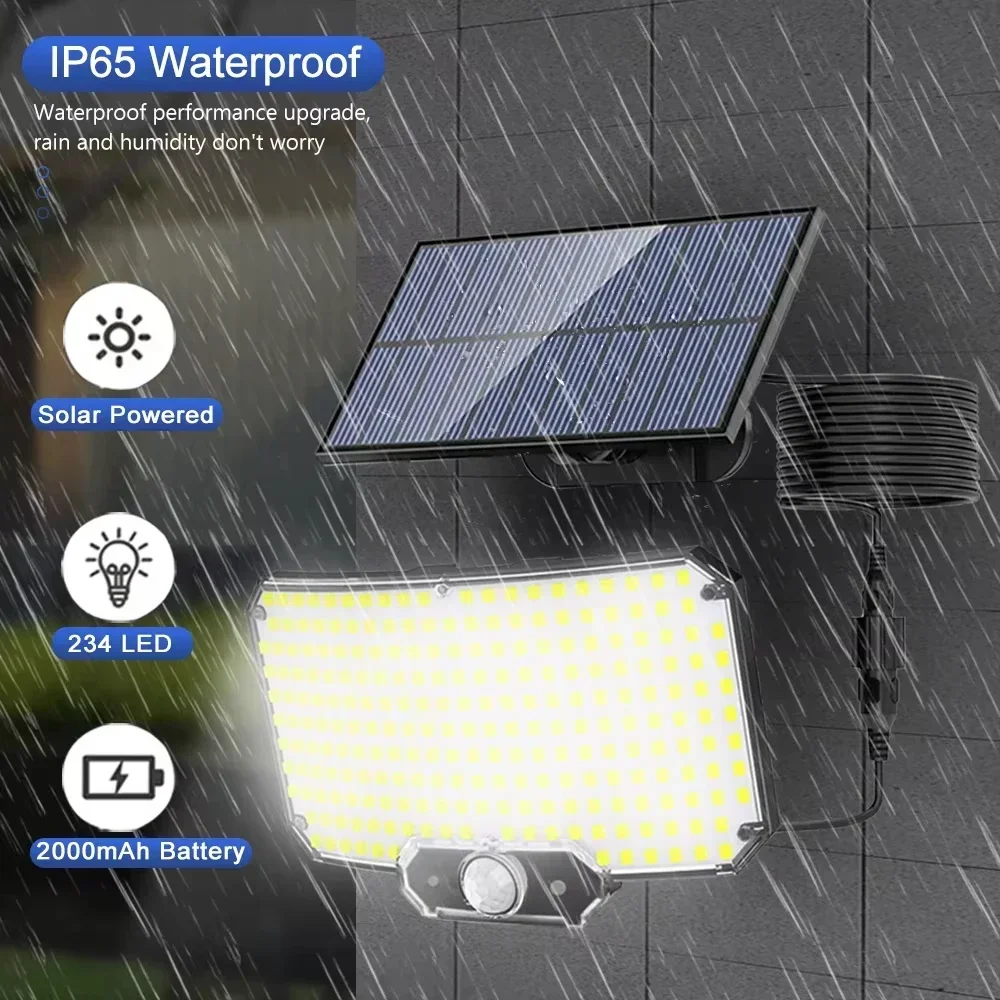 Solar Lights Outdoor 234LED 3 Modes Motion Sensor Flood Lights with Remote IP65 Waterproof Security Solar Lights for Outside