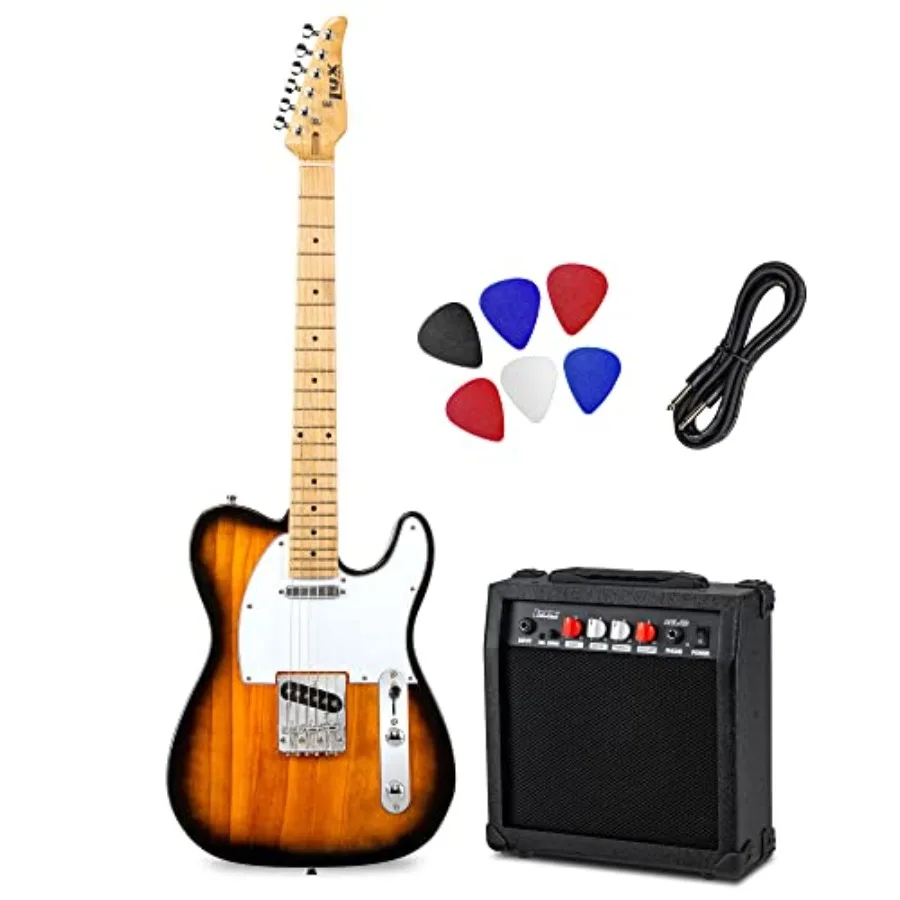 

Электрогитара серии TL, комплект 39 в 1: усилитель 20 Вт, динамик, цельный корпус, гриф C-образной формы, качественные тюнеры, 3-позиционный переключатель, регулятор громкости