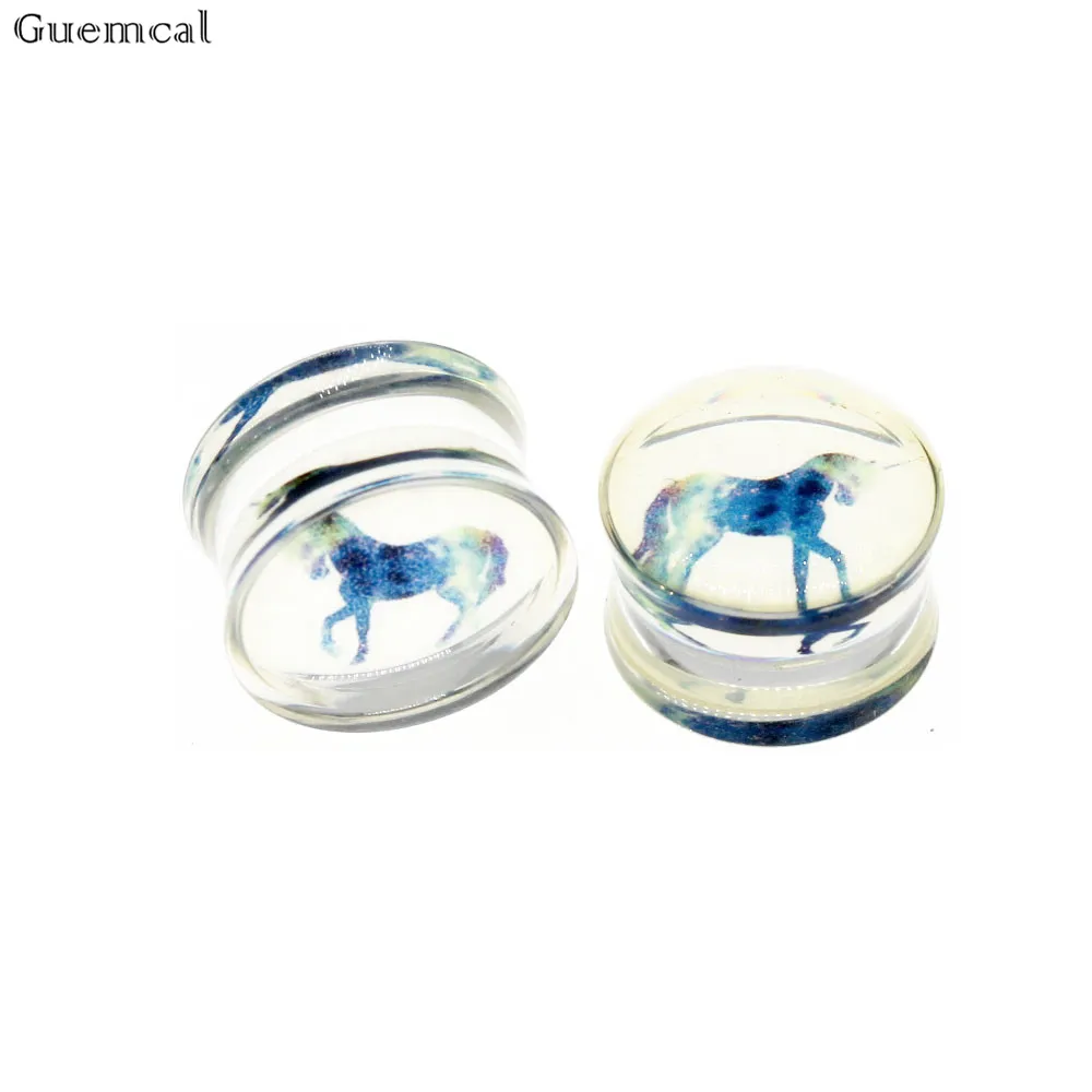 Guemcal 1 Pair Acrylic Flower Double Flared Ear Plugs Flesh Tunnels Ear Gauge Expander Stretcher Piercing Jewelry 8-30mm New