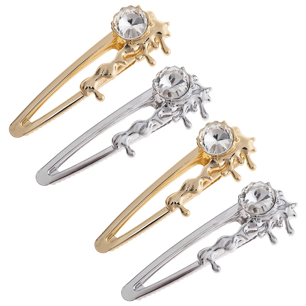 

4Pcs Crystal Rhinestone Hair Clips Durable Shiny Alloy Metal Girls Barrettes Hairpins Wedding Decorations Accessories