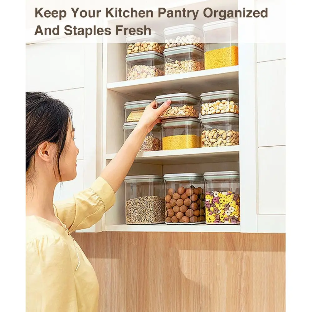 مجموعة من 12 حاوية محكمة الغلق لتخزين المطبخ، المقاسات المختلفة: 3.4Qt، 2.8Qt، 2.1Qt، 1.2Qt #3