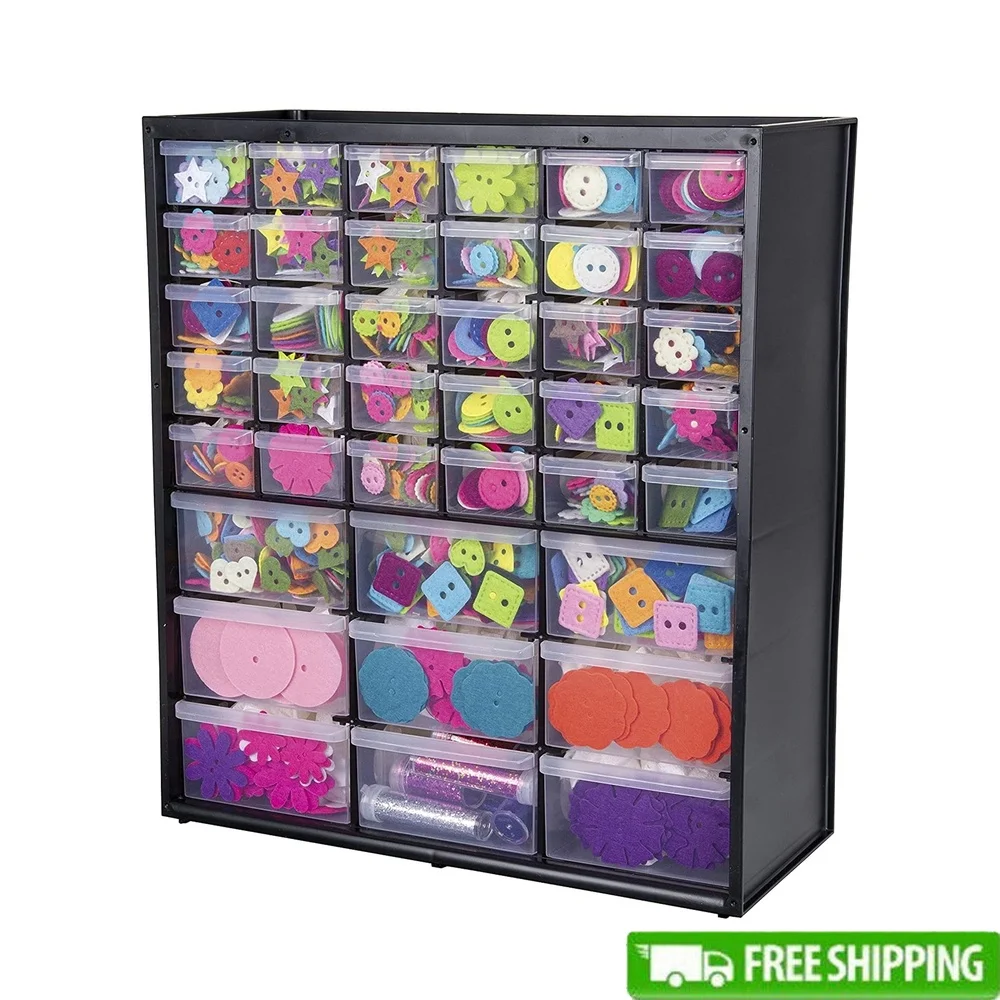 39 ลิ้นชักตู้ CRAFT Organizer STACKABLE ติดผนังพลาสติกใสอุปกรณ์งานอดิเรก Desktop Storage