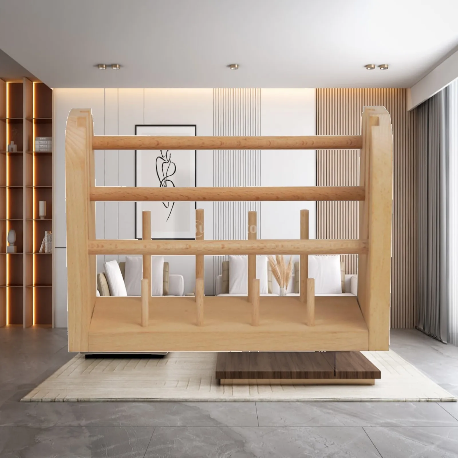 Beech Wood Thread Organizer Natural Beechwood Wooden Yarn Organizer with Pegs Tabletop Spool Rack with Dowels Freestanding