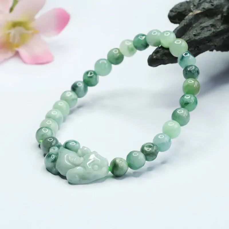 Burmese Jade Pixiu Bracelets Bracelet Green Jewelry Gift Gemstone Gifts Natural Real Fashion Jadeite Bead Women Men Talismans