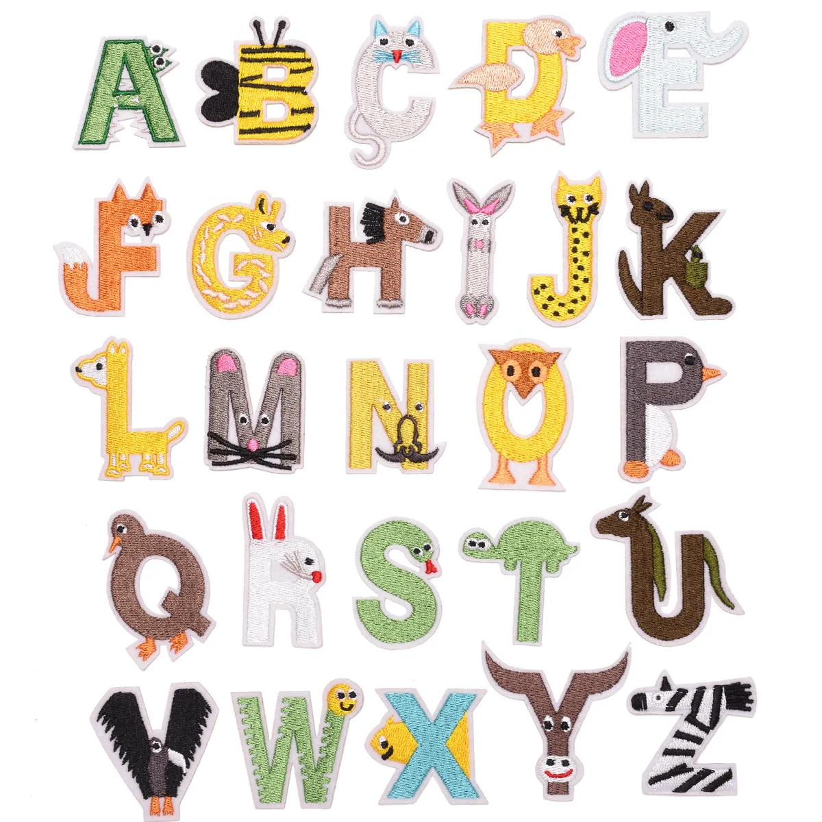 26Pcs/set A-Z Black White Silver English Alphabet Letter Patch Mixed Embroidered Iron on Kids Patches for Clothes Stickers Badge