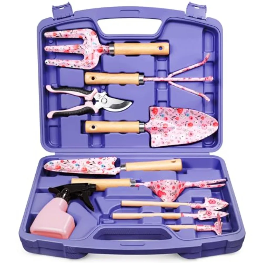 

12-Piece Womens Gardening Tools Gift Set, Rust-Proof and Heavy-Duty Garden Tools with Durable Carrying Case, Fashionable and Th