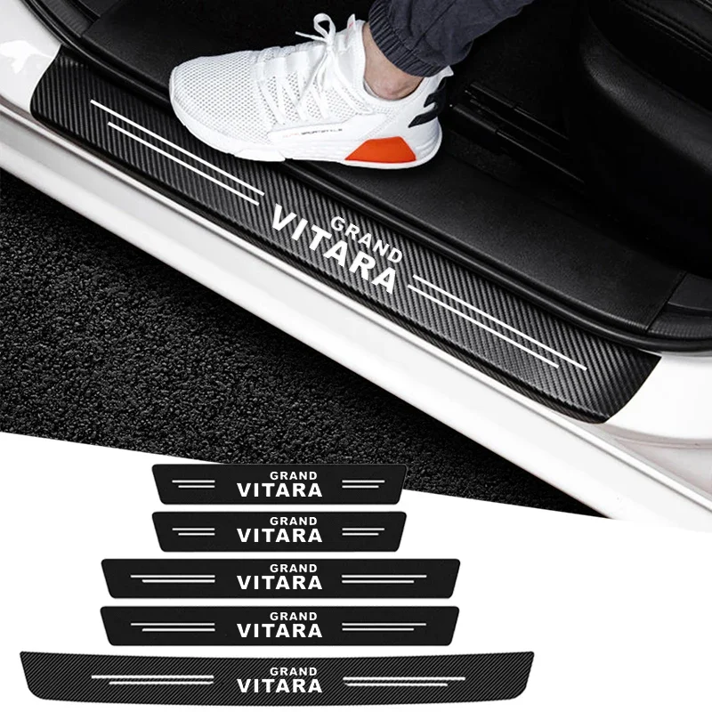 For Suzuki GRAND VITARA Logo Car Front Door Threshold Sill Stickers Trunk Bumper Protector Plate Anti Scratch Trim Accessories