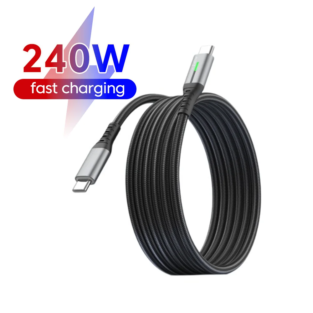 240W USB C to USB C Super Fast Charing Phone Cable For Iphone 17 16 15 Samsung PD Type C Data Cable for Xiaomi POCO Realme