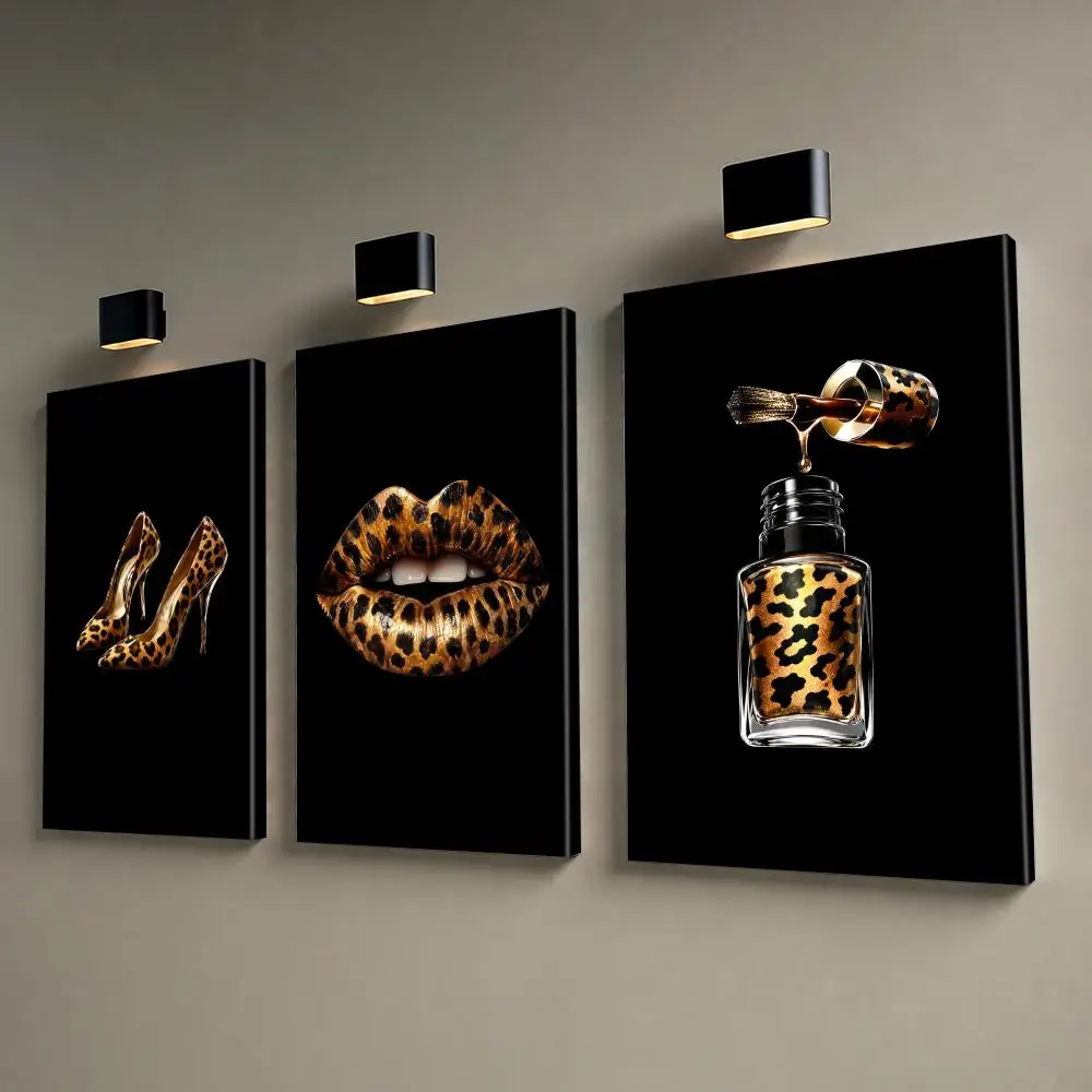 Luxury Leopard Pattern Art Framed Wall Painting Framed Canvas Wall Art Print Modern Home Decor for Living Room
