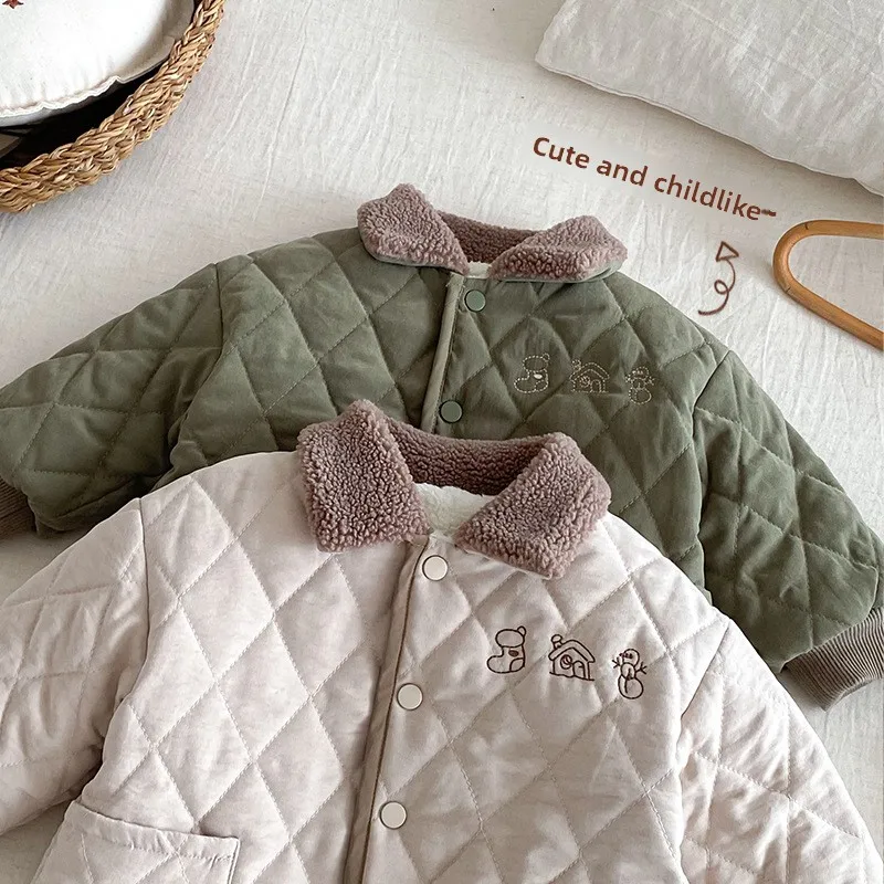 Boys' Fur Collar Cotton Jacket 2025 New Winter Children's Korean Version Quilted Cotton Jacket Baby Fashion Cotton Jacket