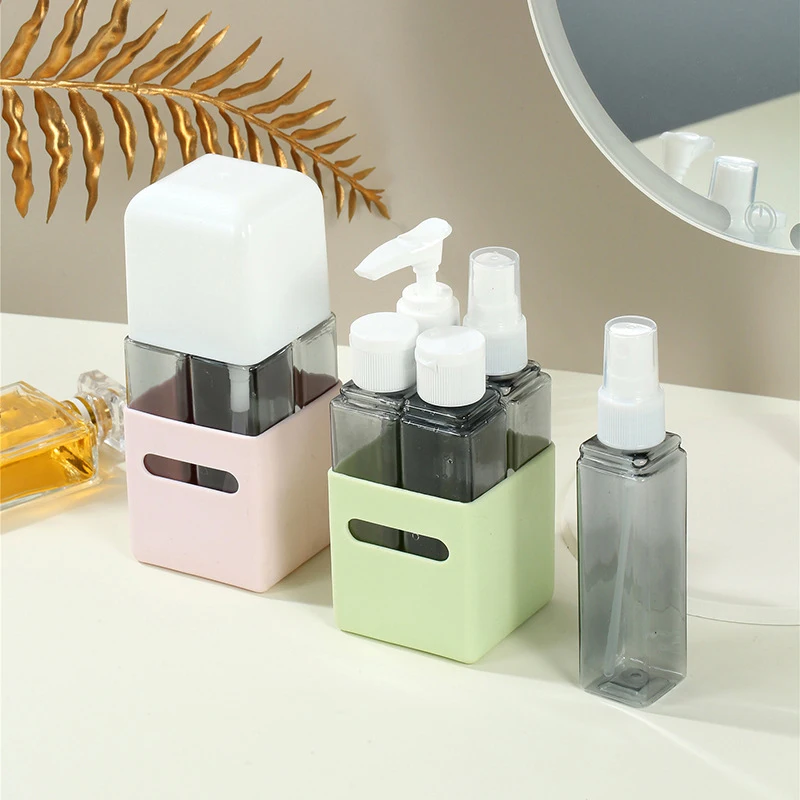 

4 In 1 60ml Travel Bottle Set Refillable Combination Shampoo Shower Gel Hand Wash Lotion Split Empty Bottle Travel Kit Accessor