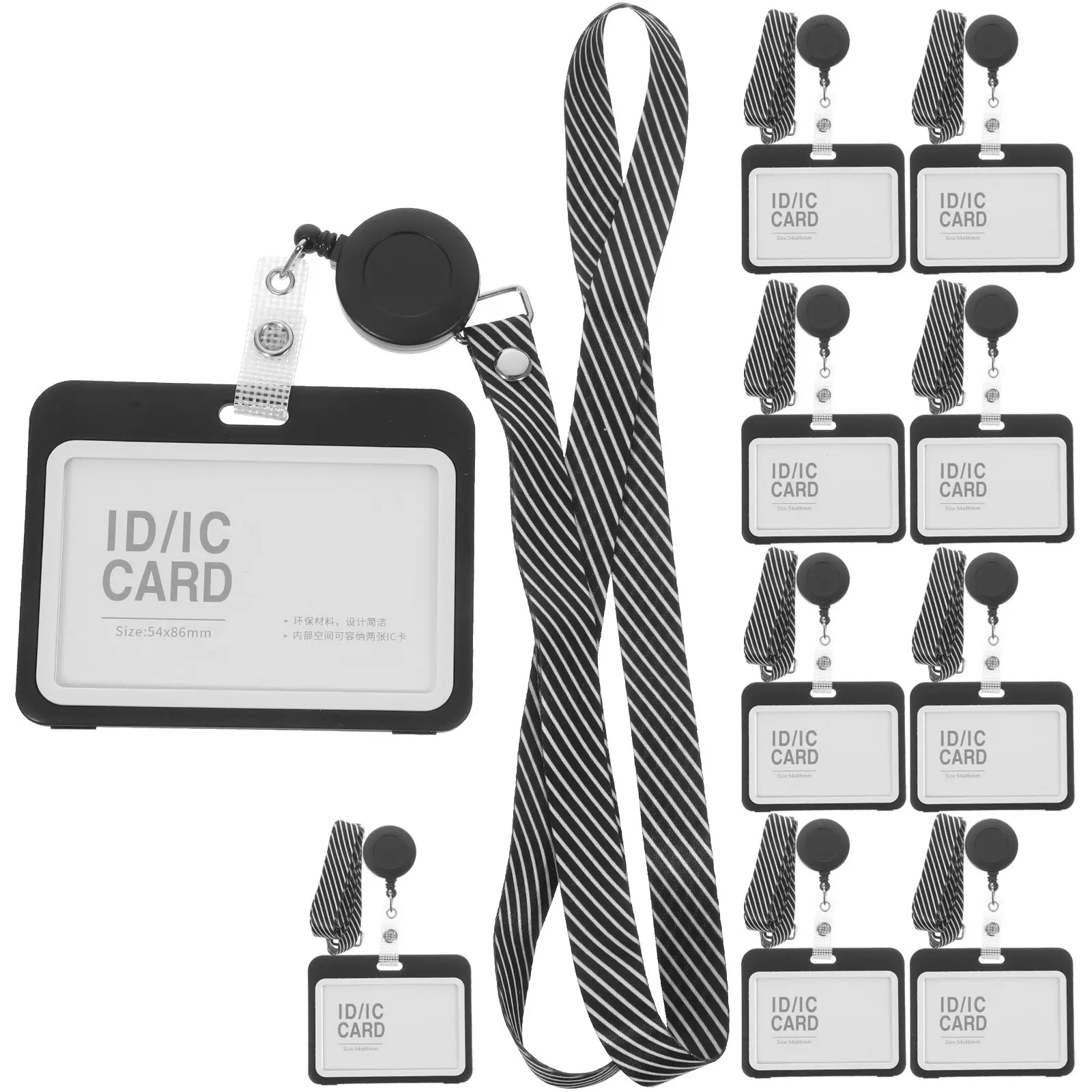 10Sets Easy Pull Badge Holder Clear Id Card Sleeve Lightweight Transparent Name Badge Sleeve for Office School Security Staff