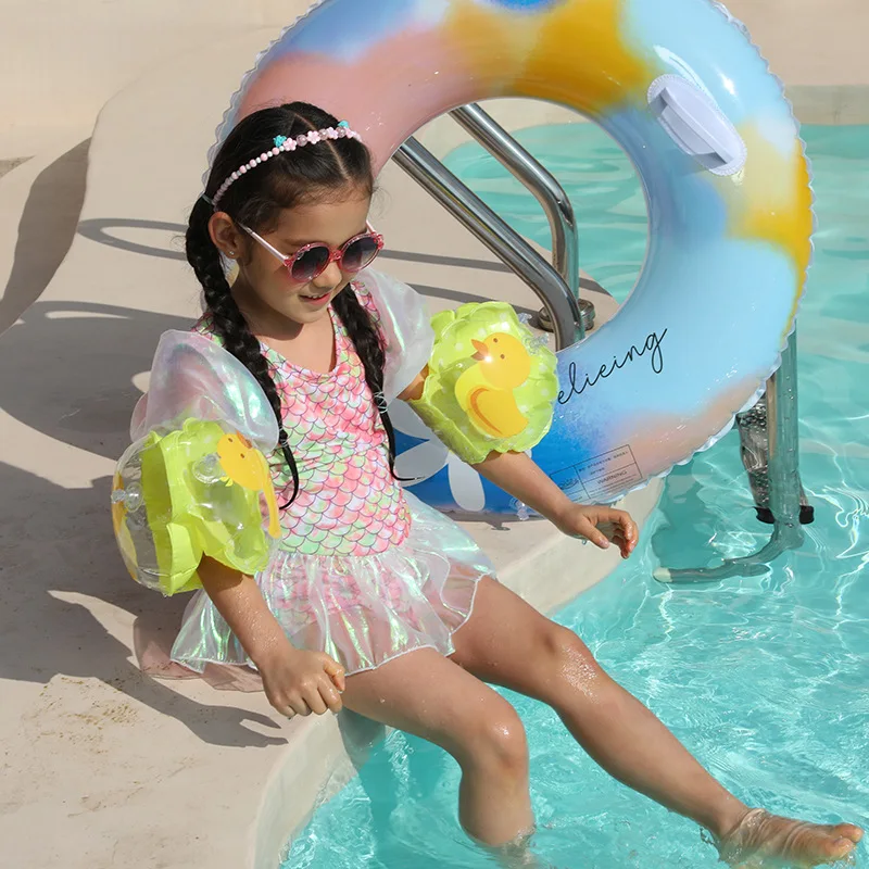كارتون الطفل الاطفال السباحة نفخ الذراع خواتم المحمولة العائمة دائرة الأكمام بركة العوامة السلامة شارات السباحة لعبة