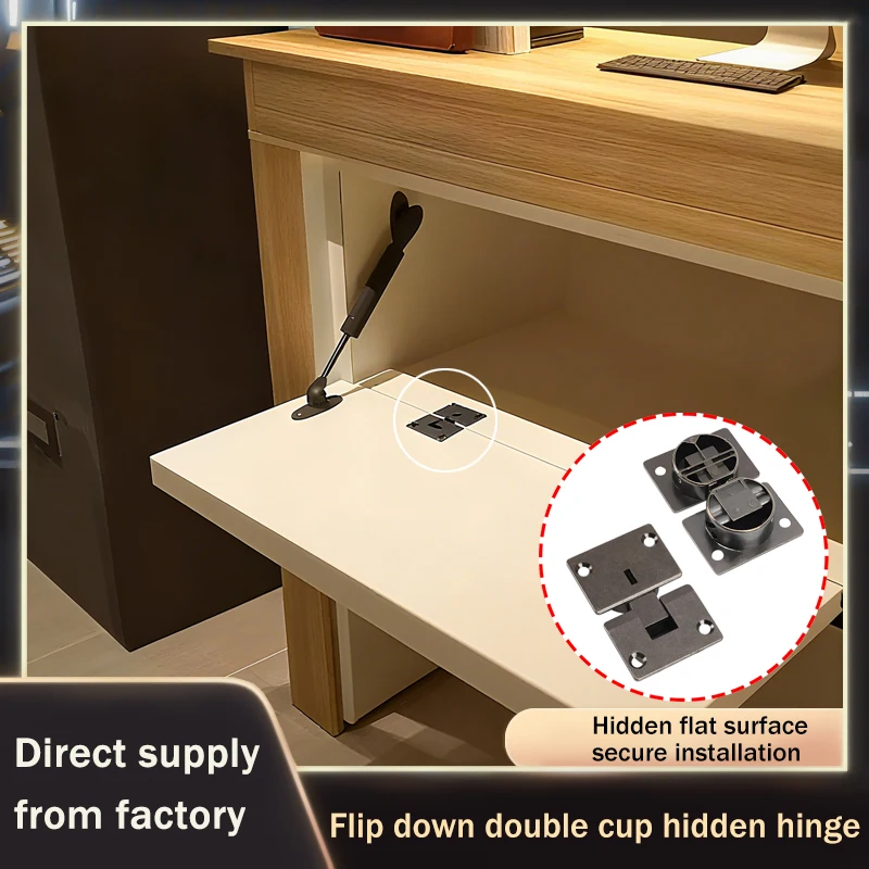 

90 Degree Invisible Flap Hinge Square Cup For Hidden Face Frame Cabinet Door No Gap Undermount Soft Close Hardware