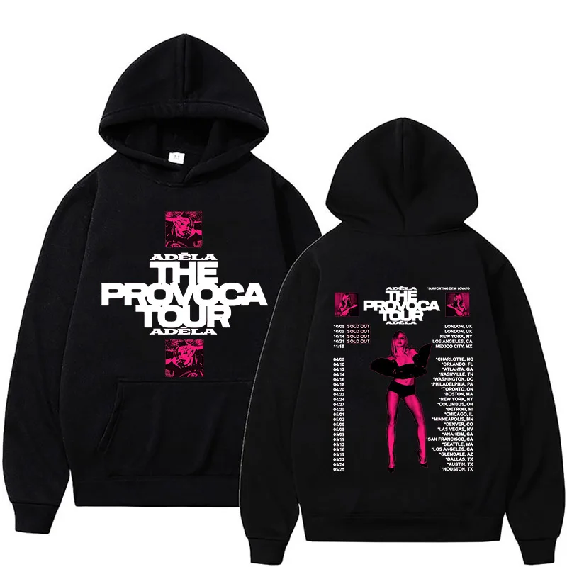 Adela ADÉLA Meme Print Hoodie Men Women Double Side Unisex Tops Long Sleeve Oversized Fleece Casual Tracksuit Streetwear Clothes