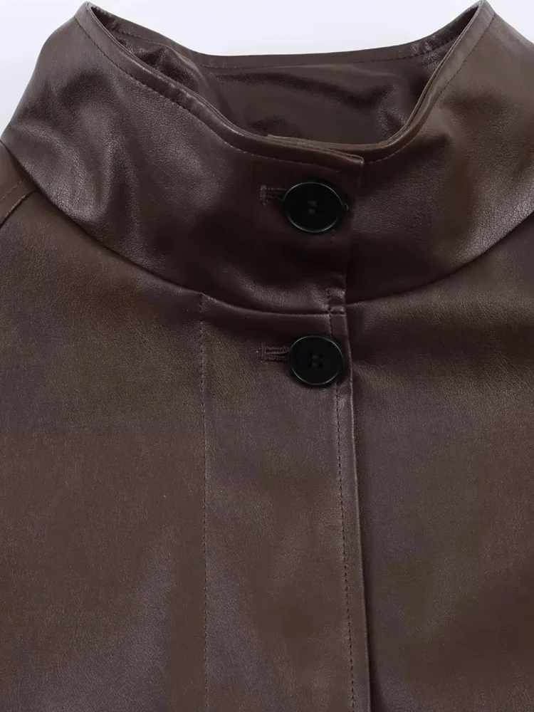 Giacche e Cappotti da Donna in Ecopelle, Stile Casual, Monopetto, Elegante Giacca da Strada Femminile