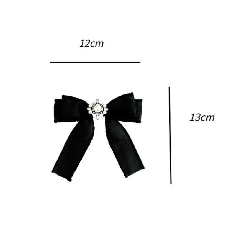 الحد الأدنى Vinatge الرجعية الأسود مع الشريط القوس اللؤلؤ بروش للنساء تنوعا قميص طوق دبابيس بروش الملابس التبعي