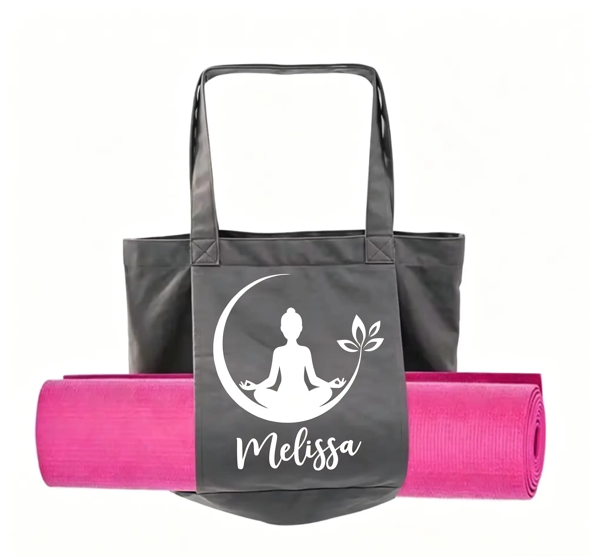 Personalized Canvas Yoga Tote Mat Bag Portable Yoga Present Add Your Name Pilates Equipment Storage Carrier Gymnast Yoga Bag