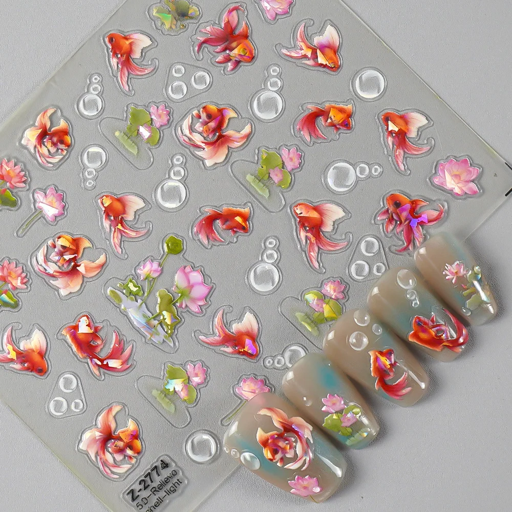 

Kawaii Lucky Fish Nail Stickers Cute Goldfish Nail Art Decals Self-Adhesive Manicure Decoration